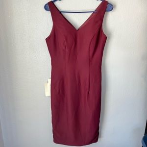 [Lan Ting Bridal] NWT Maroon V-Neckline MIDI Dress